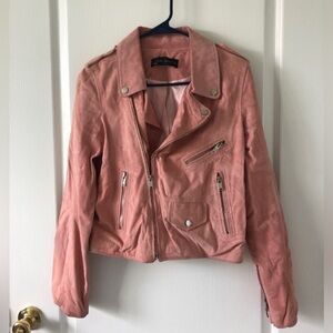 Zara Pink Suede Moto Jacket